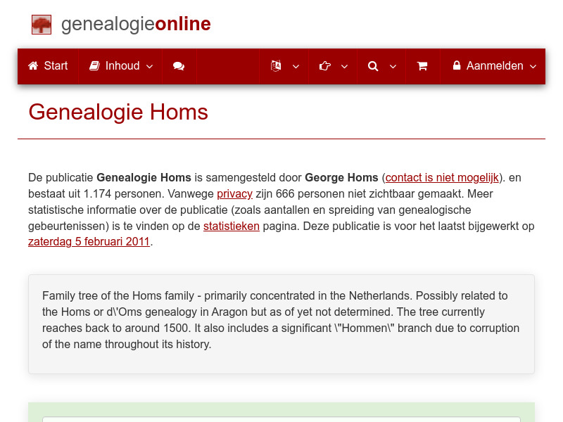 Screenshot van website