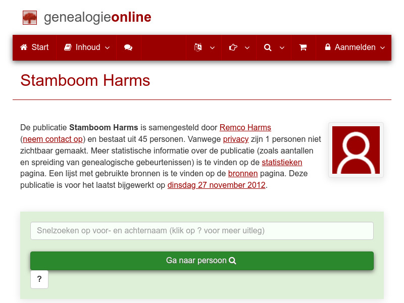 Screenshot van website