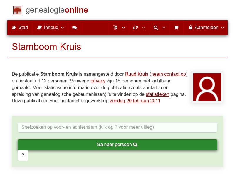 Screenshot van website