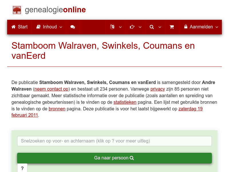Screenshot van website