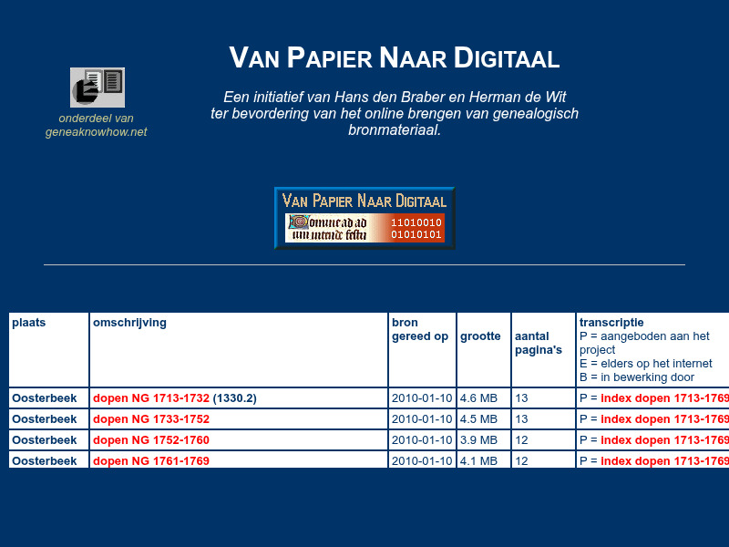 Screenshot van website