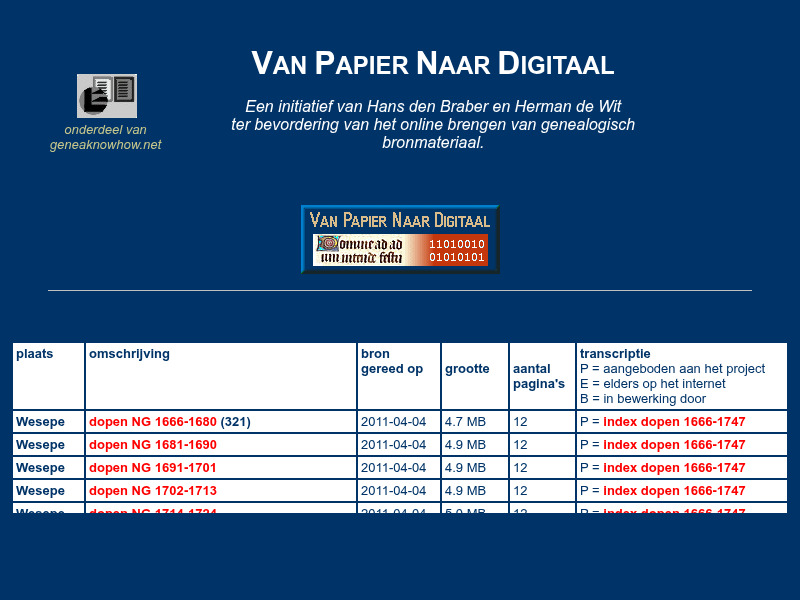 Screenshot van website