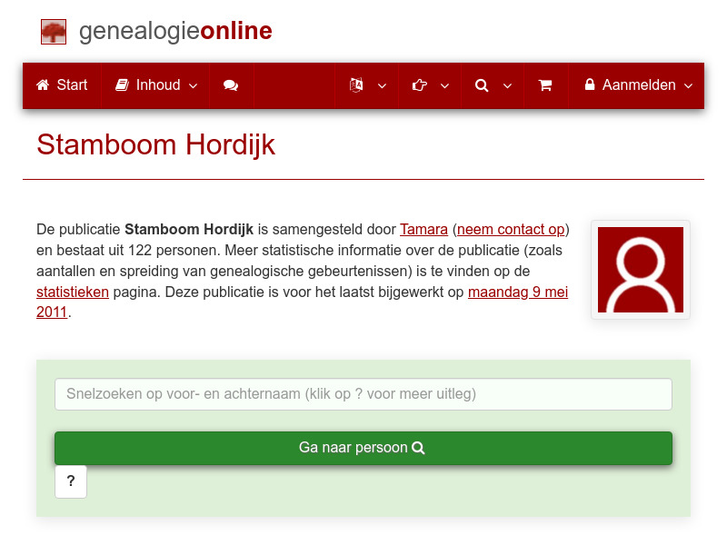 Screenshot van website