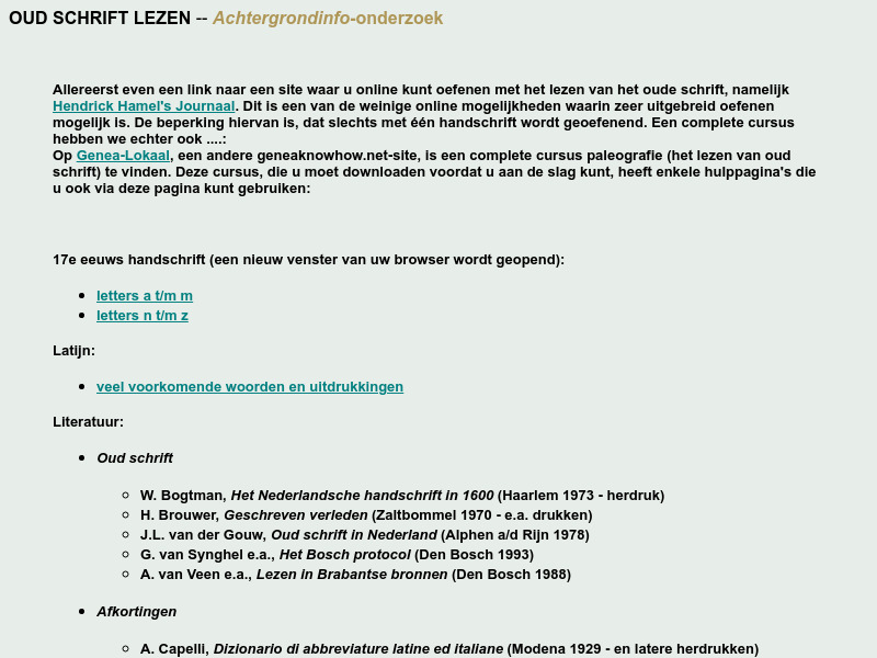 Screenshot van website