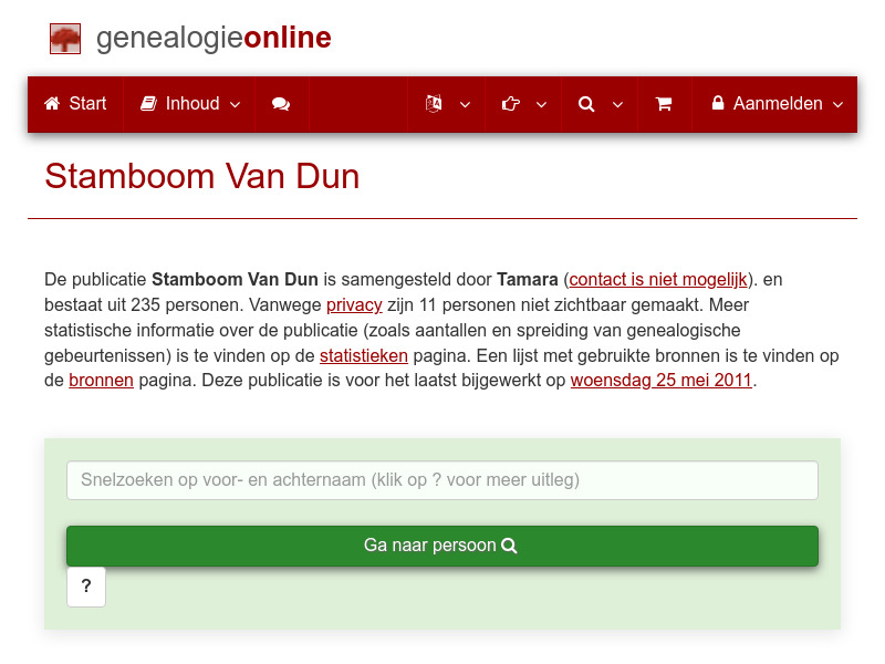 Screenshot van website