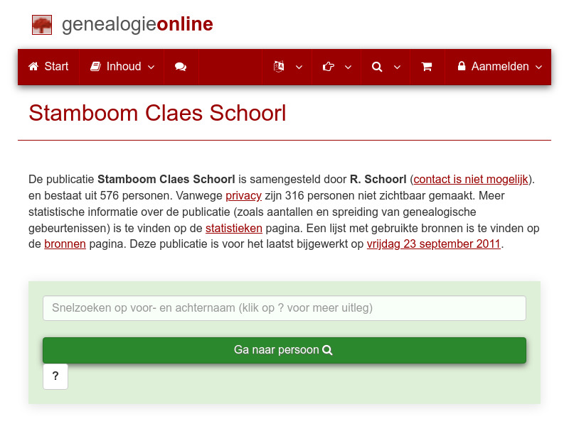 Screenshot van website