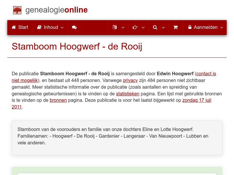 Screenshot van website
