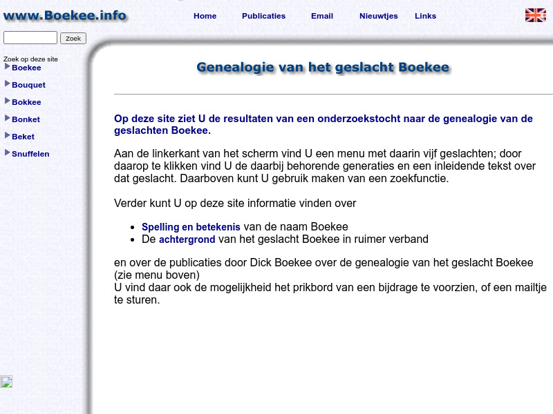 Screenshot van website