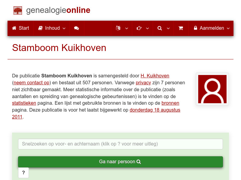 Screenshot van website