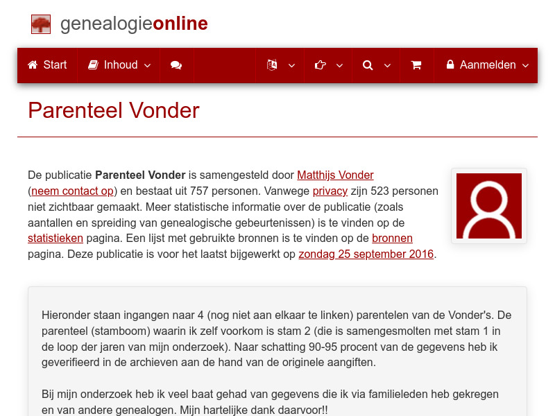 Screenshot van website