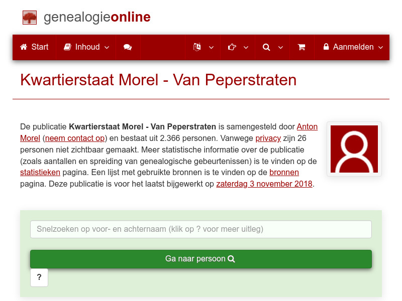 Screenshot van website