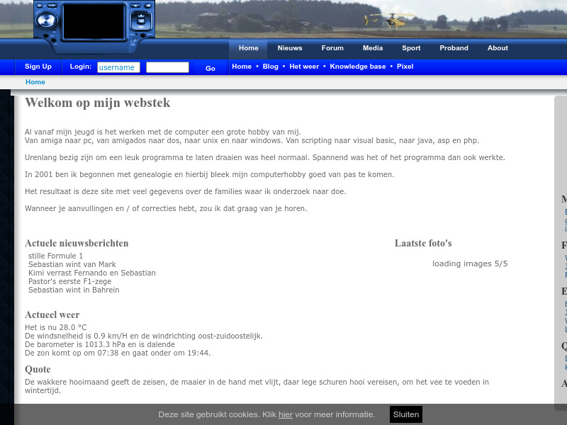 Screenshot van website