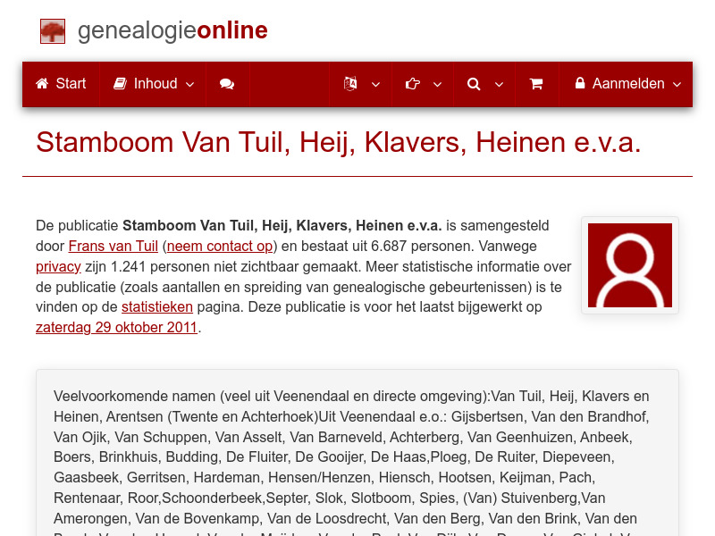 Screenshot van website