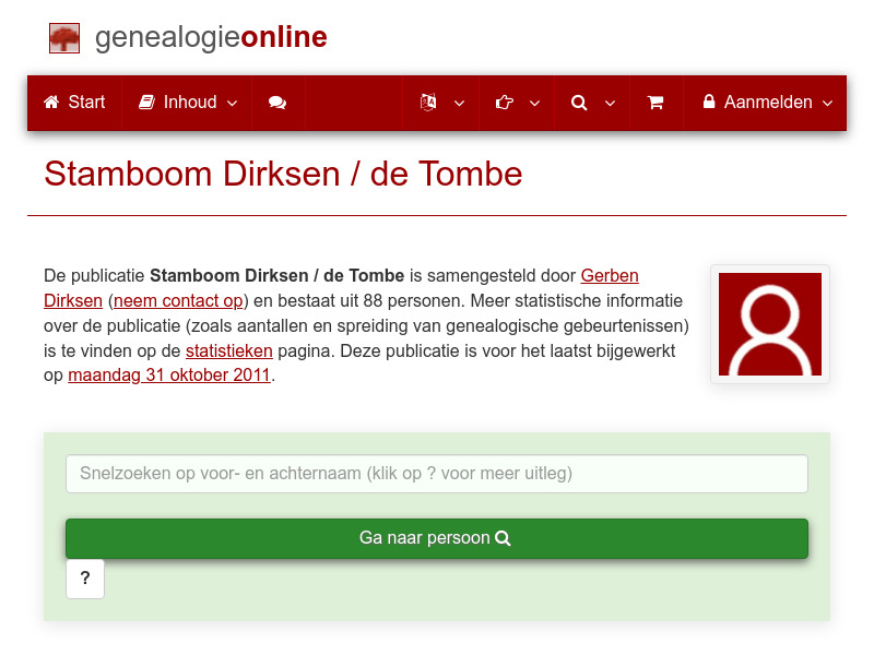 Screenshot van website