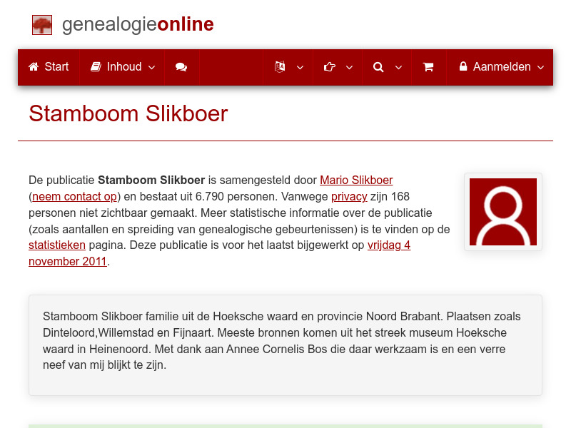 Screenshot van website