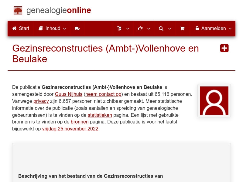 Screenshot van website