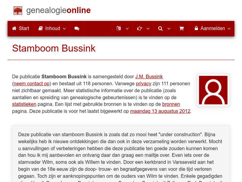 Screenshot van website