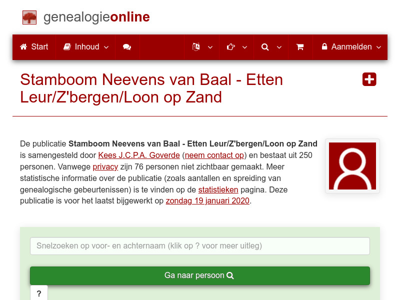 Screenshot van website