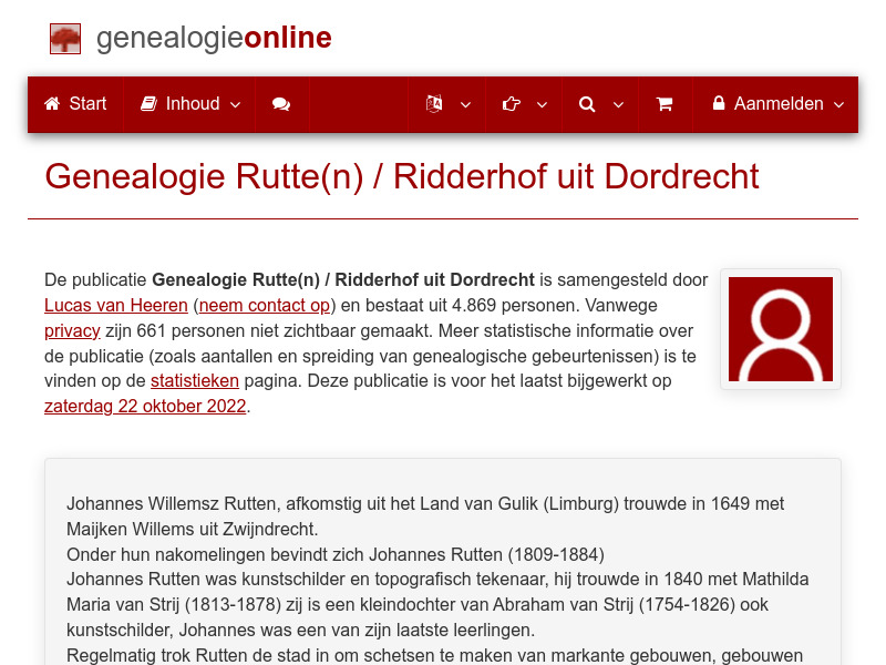 Screenshot van website