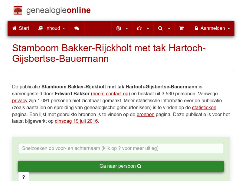 Screenshot van website