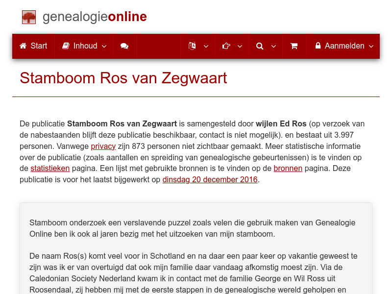 Screenshot van website