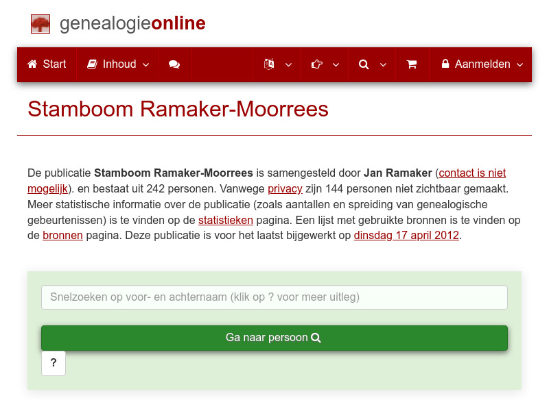 Screenshot van website