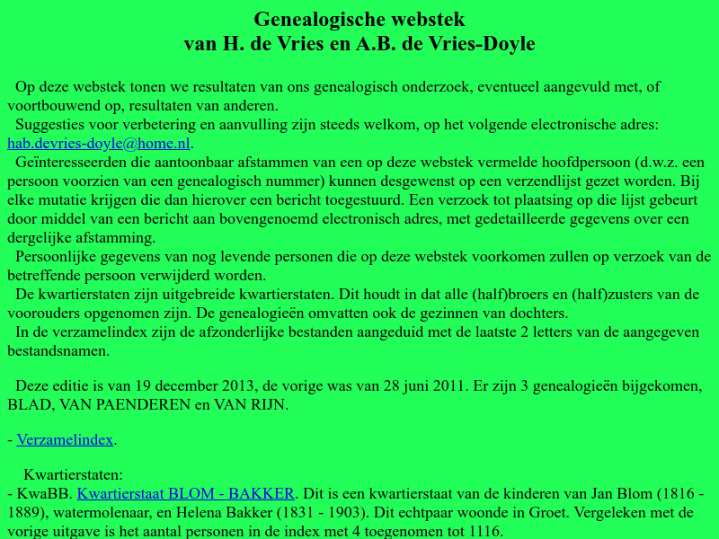 Screenshot van website