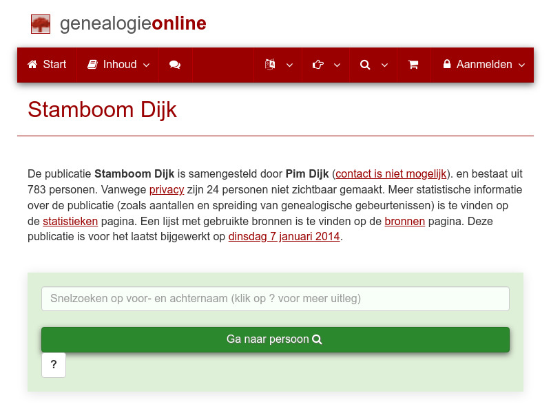 Screenshot van website