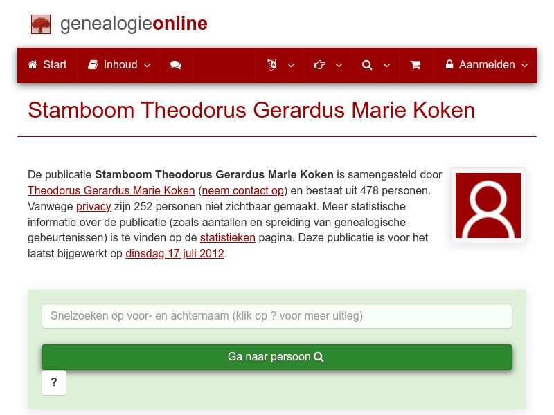 Screenshot van website