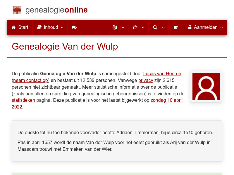 Screenshot van website