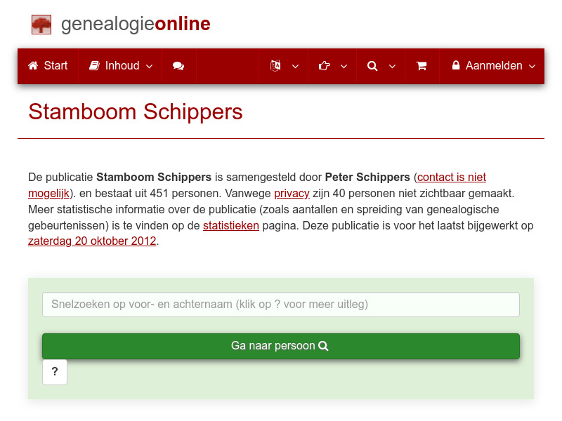 Screenshot van website