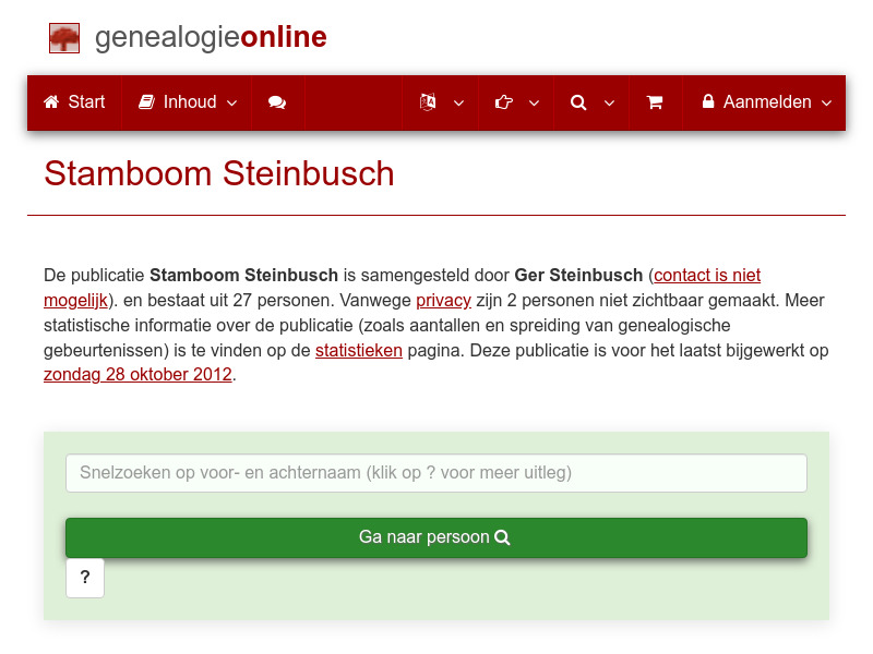 Screenshot van website
