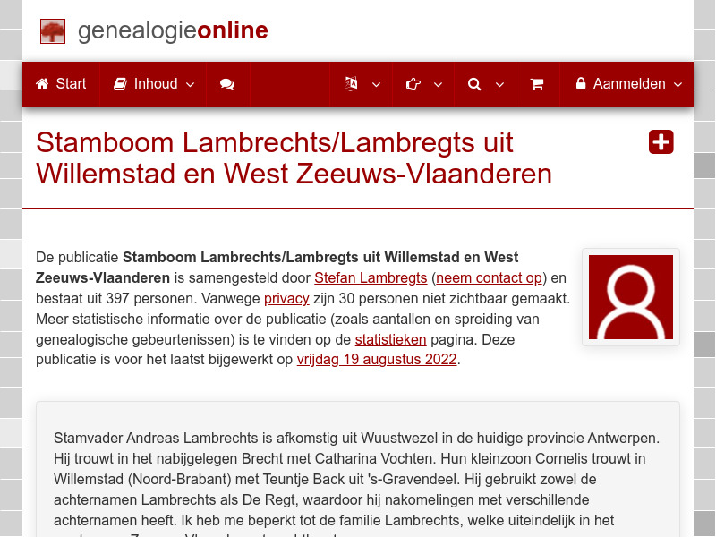 Screenshot van website
