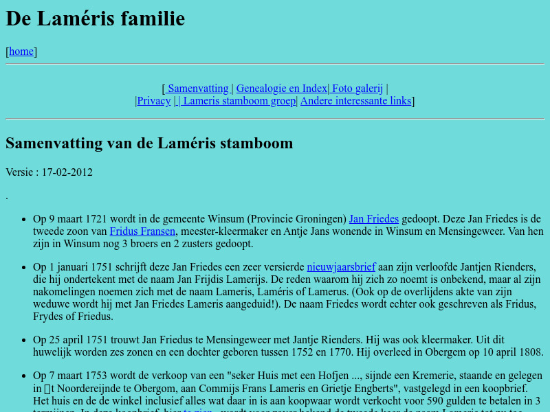 Screenshot van website