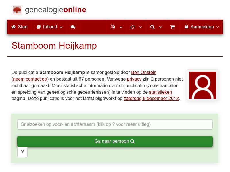 Screenshot van website
