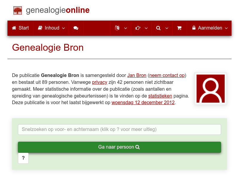 Screenshot van website