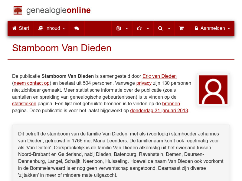 Screenshot van website