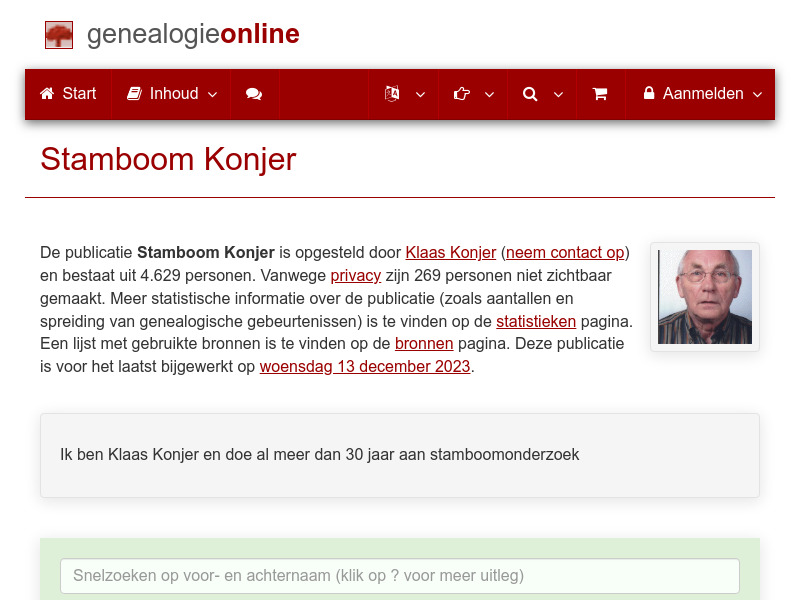 Screenshot van website