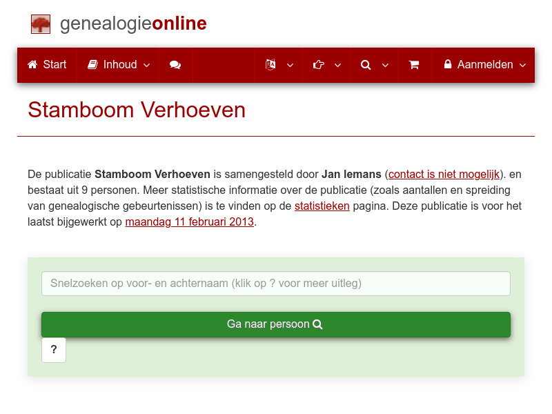 Screenshot van website