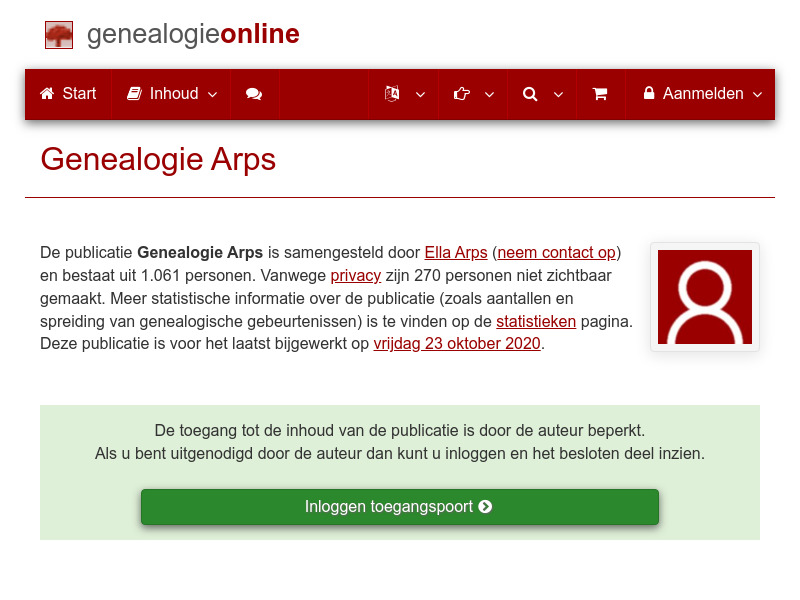 Screenshot van website