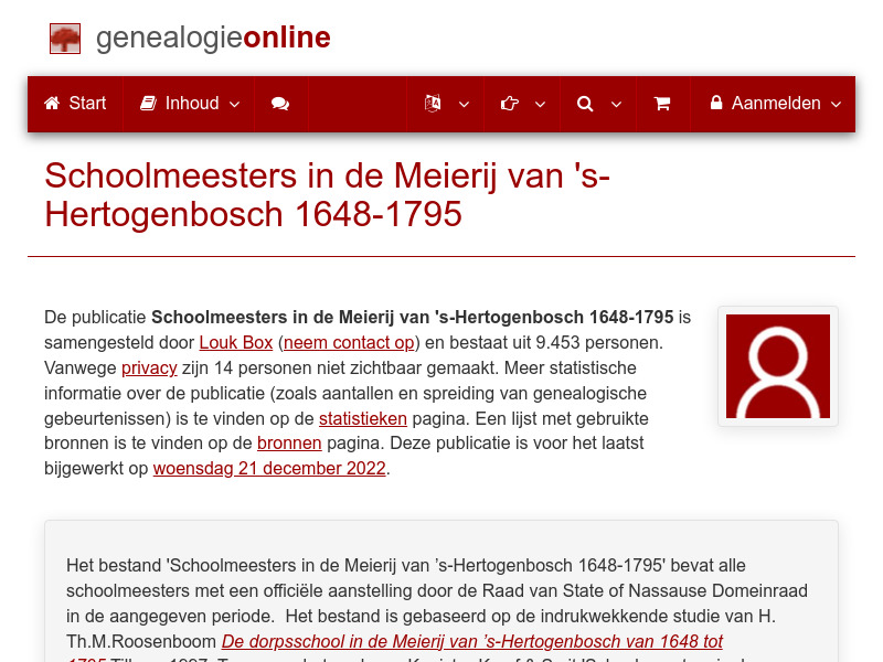 Screenshot van website
