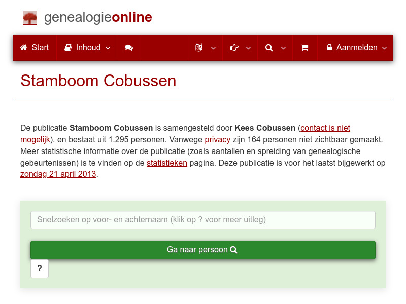 Screenshot van website