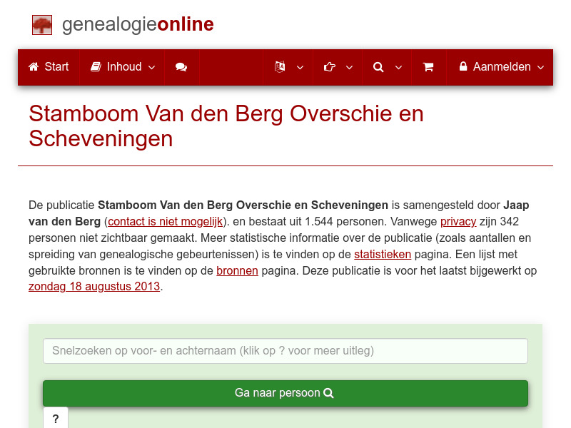 Screenshot van website