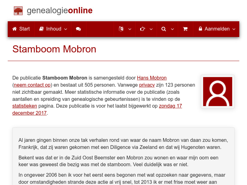 Screenshot van website