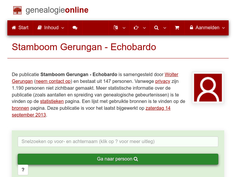Screenshot van website