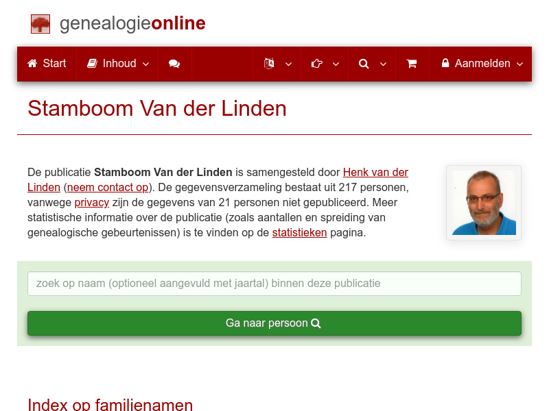 Screenshot van website