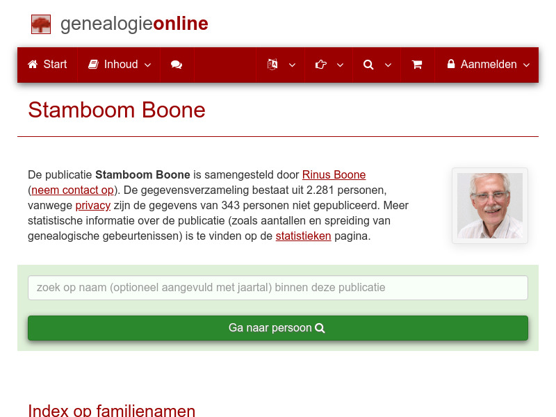Screenshot van website