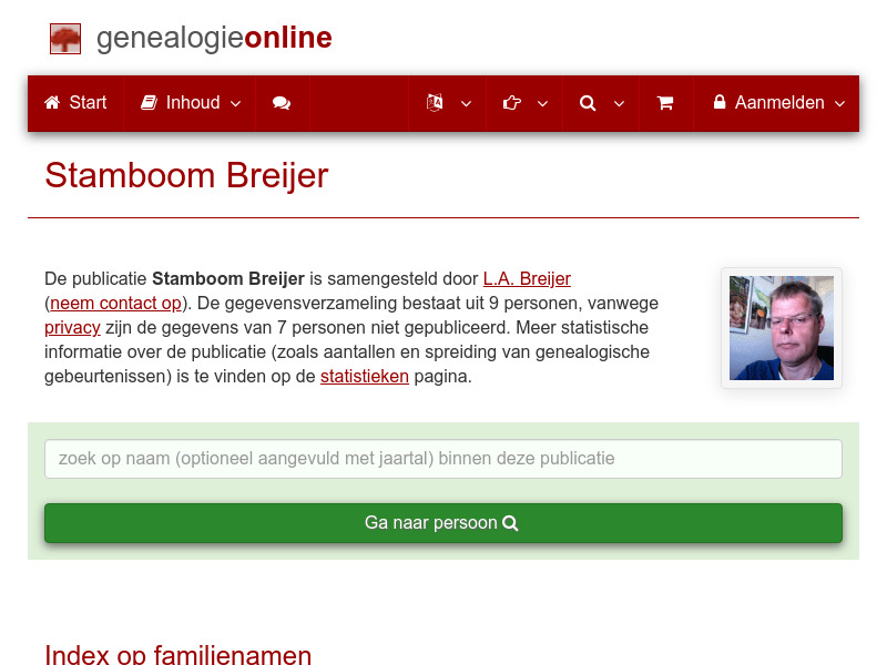 Screenshot van website
