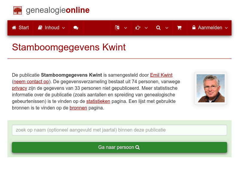 Screenshot van website