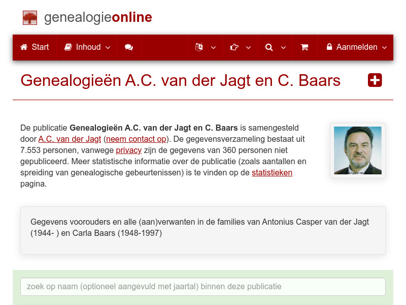 Screenshot van website